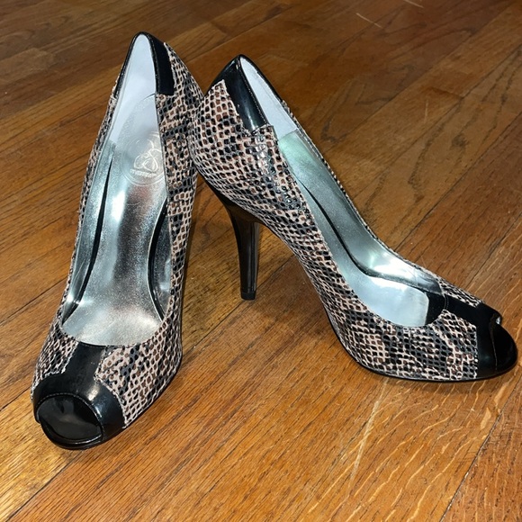 •JS BY JESSICA SIMPSON•WONDA FAUX REPTILE ANIMAL PRINT HEELS SIZE 7 EUC - Picture 5 of 7